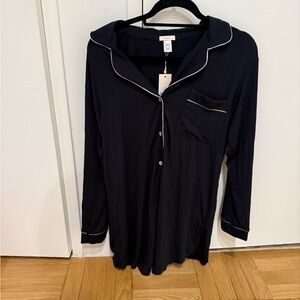 Eberjey Black Nightshirt with White Trim